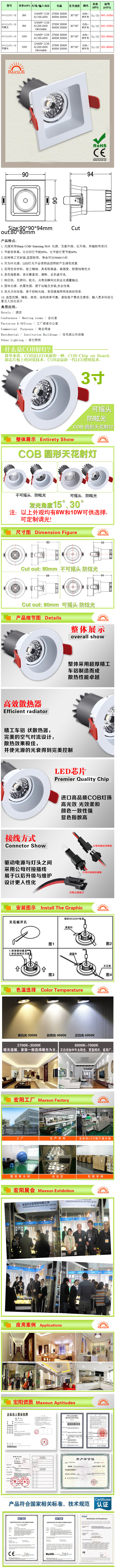 可摇头防炫光COB方形天花射灯带透镜发光角度30度50度-LED日光灯管,LED面板灯,宏阳照明,L.png